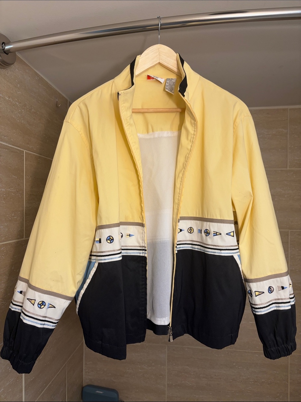 Yellow & Black Women's Zip-Front Bomber Jacket - Nautical Trim
